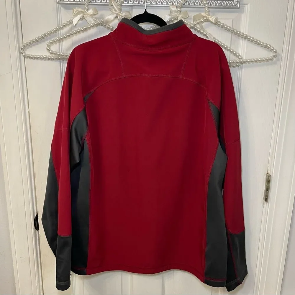 The North Face Men's Red and Gray Soft Shell 1/4 Zip Fleece Lined Pullover